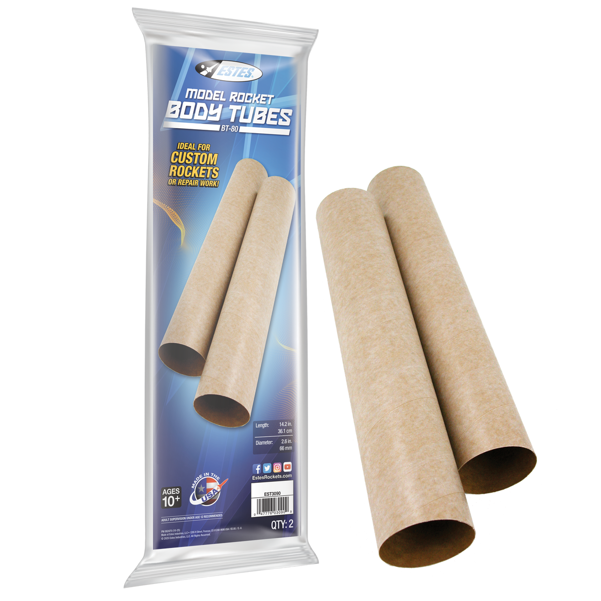 Estes BT-80 Body Tubes, 2-Pack