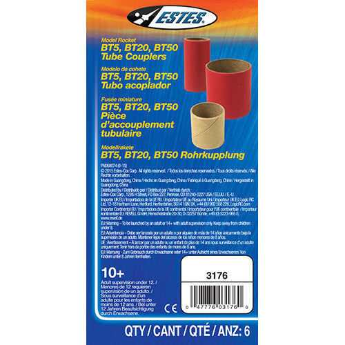 Estes BT5, BT20, BT50 Body Tube Couplers (6 pc)