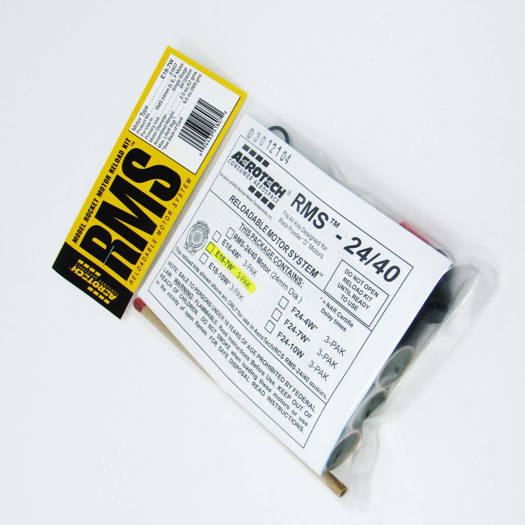 Aerotech RMS-24/40 E18W White Lightning Model Rocket Motor Reload Kit (3-pack)