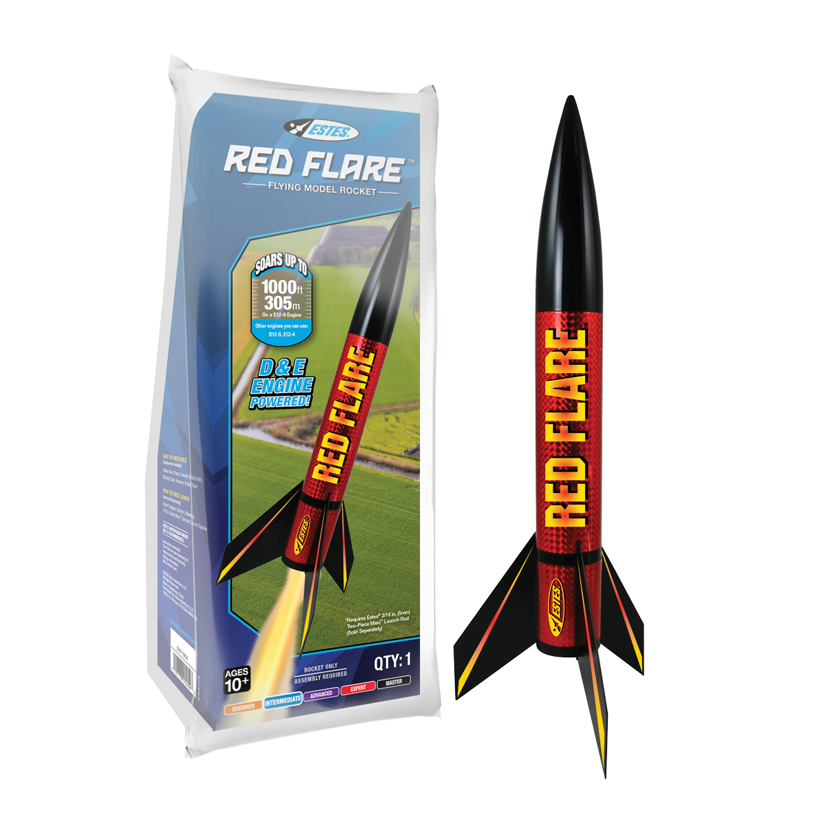 Estes E2X Red Flare Model Rocket Kit